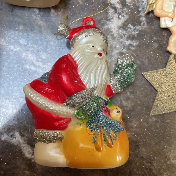 5 vintage Christmas ornaments Santa snowman reindeer Angel glass bulb - Picture 3 of 7